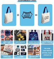 Sac fourre-tout personnalisé avec logo de marque brodé sur toile pour boutique de vêtements, emballage cadeau, utilisation en vente au détail