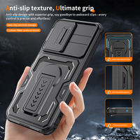 Étui de protection noir rigide en PC+TPU pour téléphones mobiles A17 5G/S26 Ultra/A57/A37/A16/A26/A36/A56/S25/S24 avec protection d'objectif, finition unie