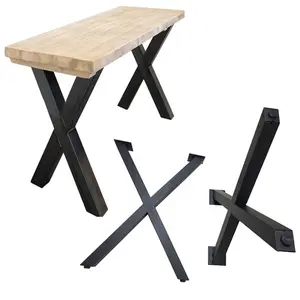 Pied de meuble industriel croisé en forme de X, pieds de chaise basse, en métal noir, produit personnalisé Offres Spéciales