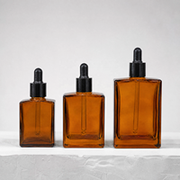 Bouteilles en verre ambré pour huiles essentielles de 30 ml, 50 ml, 100 ml, avec bouchon à vis en aluminium noir, compte-gouttes, cylindre de haute qualité, crème pour le visage personnalisée