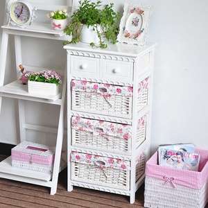 سلة صفصاف الأبيض المنزل فنتوري خزانة مع الخوص الأدراج - Product Image 3