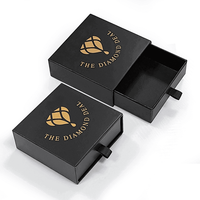 Boîte de papier à bijoux cadeau à tiroir coulissant avec logo en feuille estampée de luxe de qualité supérieure avec doublure en velours à l'intérieur