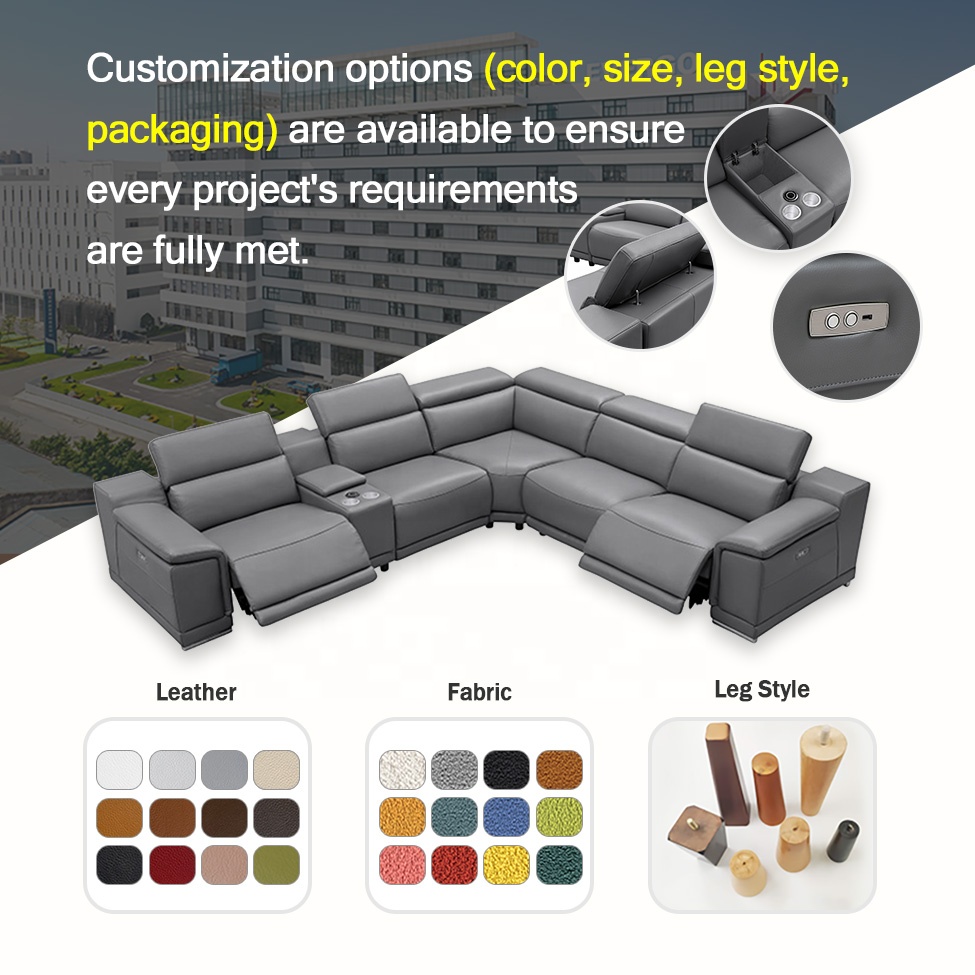 leather electric recliner corner sofa set