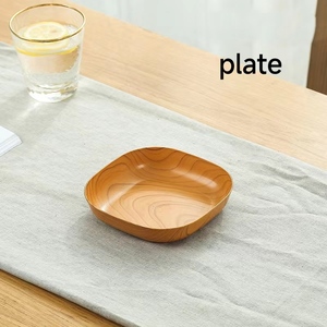 Assiette en plastique imitation bois, plateau à collation, assiette à gâteau, assiette à fruits, plat à sushi, plat à fruits secs, plat à os, ensemble de vaisselle - Product Image 4