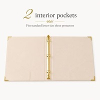 Carpeta de Cuero PU Tipo Gamuza Personalizada para Oficiante de Bodas, con Esquinas Metálicas Doradas, Tapa Dura, para Documentos de Ceremonia y Votos