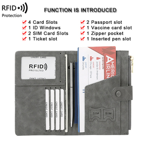 Hộ chiếu và chủ thẻ cho phụ nữ RFID chặn thẻ trường hợp Slim Travel Wallet thay đổi PURSE với vaccine khe cắm thẻ nhớ - Product Image 3