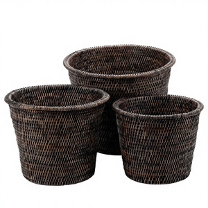 Juego de 2 Cestas de Almacenamiento de Ratán, Cestas Multifuncionales Ecológicas para Pan, Frutas y Decoración del Hogar, Venta al por Mayor - Product Image 1