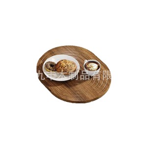 Plateau de canapé en bois rond, plateau à collation en bois massif, boîte d'accoudoir pour salon - Product Image 4