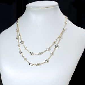 MSN-839 10K Collar con Colgante de Diamante Cultivado en Laboratorio, Estilo Clásico, Oro Amarillo, para Uso Diario, para Mujer - Product Image 3