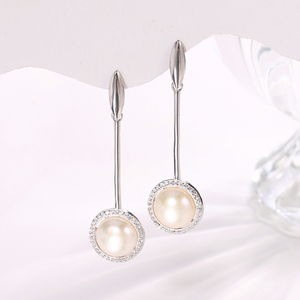 KAMMY Boucles d'oreilles pendantes en argent 925 avec perles d'eau douce de style bohème minimaliste pour femmes, 9,5-10 mm, pour les fêtes - Product Image 5