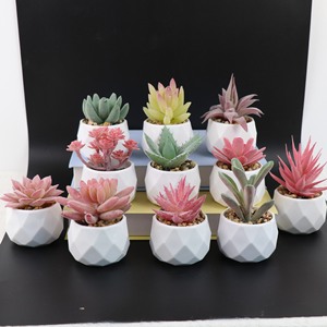 Mini Planta Suculenta Artificial en Maceta de Cerámica con Diamantes Multicolores, Decoración Verde para Mesa, Hogar, Regalo, Venta al por Mayor - Product Image 1