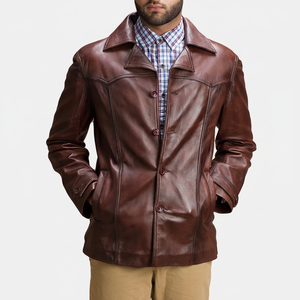 Veste en cuir de mode coupe-vent pour hommes en gros Veste en toile de grande taille avec teinture unie pour homme - Product Image 1