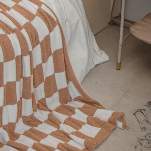 Manta de Punto Personalizada a Cuadros Blancos <span class=keywords><strong>con</strong></span> Textura Marrón, Mantas Cálidas de Franela de Poliéster para <span class=keywords><strong>Cama</strong></span>, Sofá, para la Vida en el Hogar - Product Image 5