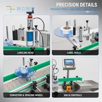 Machine d'étiquetage automatique verticale pour bouteilles rondes, pour cosmétiques, aliments, produits pharmaceutiques, bouteilles cylindriques, double étiquette