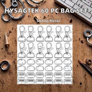 60 pièces de quincaillerie multi-usages pour la fabrication de sacs : anneaux en D, boucles coulissantes, mousquetons pivotants, accessoires métalliques argentés de 1 pouce - Product Image 2