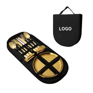 Ensemble de couverts de camping et de voyage en acier inoxydable 410, ustensiles portables pour pique-nique, assiette, couteau à steak, pince de haute qualité - Product Image 3