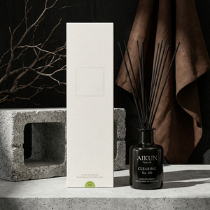 Aikun Black Glass Aromatherapy <b>Reed</b> <b>Diffuser</b> Set With Fiber Sticks And Minimalist Paper Gift Box <b>For</b> Home Fragrance Decoration - Product Image 1