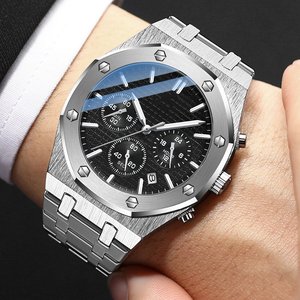 MUESTRA GRATUITA Relojes de Hombre de Negocios de Moda, Reloj de Cuarzo de Lujo, Reloj de Pulsera de Acero Inoxidable Resistente al Agua para Hombre - Product Image 6