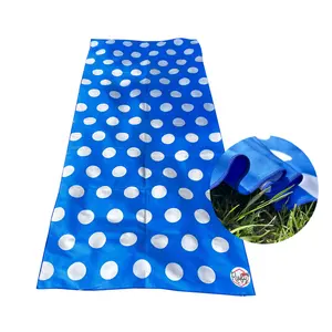 蓝色圆点双面印花浴巾快干超细纤维沙滩巾