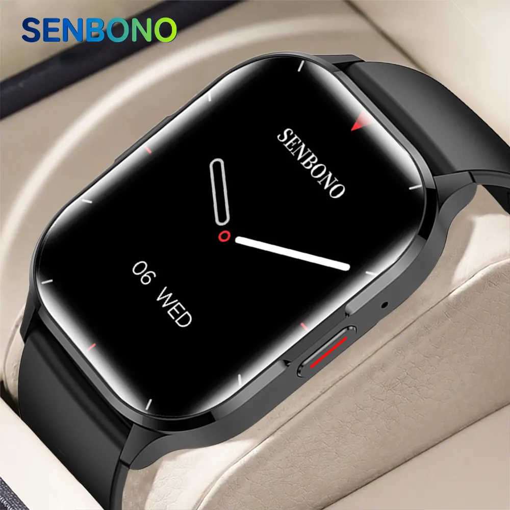 SENBONO Air3 큰 화면 스마트 시계 남성 2.01 인치 AMOLED 응답 전화 스포츠 시계 피트니스 트래커 방수 여성 남성 Smartwatch