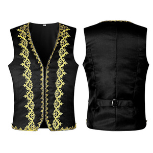 Gilet <span class=keywords><strong>Baroque</strong></span> élégant avec broderie dorée pour <span class=keywords><strong>homme</strong></span>, veste de Cosplay médiéval, gilet de Prince victorien, tenue de scène, de bal, de drame et d'opéra - Product Image 2