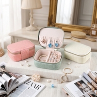 Vente en gros de boîte à bijoux en cuir PU avec fermeture éclair pour l'organisation de bijoux