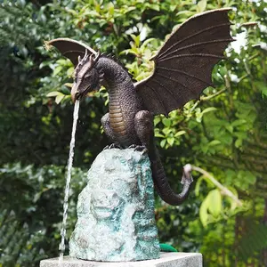 Molde de fonte de água chinesa, fonte de água ocidental elegante escultura de bronze para fontes, dragões de tartaruga branca, estátua de dragão de latão