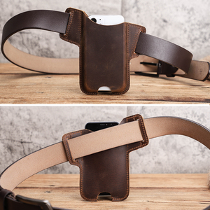 कस्टम लक्जरी चमड़े के फोन केस कमर बैग के लिए टिकाऊ वास्तविक चमड़े का मोबाइल फोन होल्स्टर 5.4 इंच संपर्क परिवार - Product Image 4