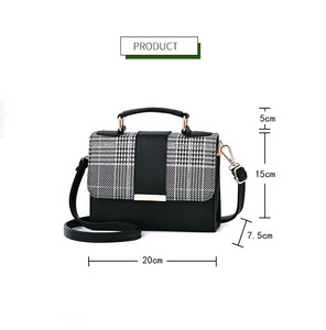 حقيبة كتف نسائية ملونة من جلد البولي يوريثان بنقشة كاروهات عصرية وأنيقة للبيع بالجملة، إصدار 2025 الجديد، مناسبة للتسوق والنزهات اليومية - Product Image 3