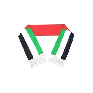 Cheap Satin Polyester Fabric 15x150cm Custom Design Logo Double Side Print UAE National Day Country Scarf Scarves