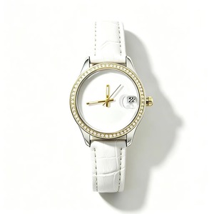 Reloj de Mujer con Esfera Lisa, Ventana de Fecha, 6 Colores, Correa de Cuero de Bambú para Regalo Promocional Corporativo - Product Image 4