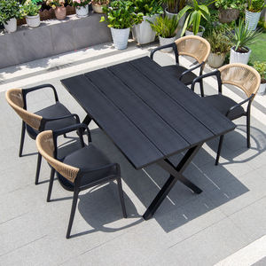 Nouvelle table et chaises <span class=keywords><strong>de</strong></span> salle à manger d'extérieur en WPC <span class=keywords><strong>noir</strong></span> imperméable pour terrasse, jardin et <span class=keywords><strong>patio</strong></span> - Product Image 2