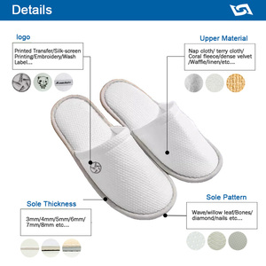 Pantoufles d'hôtel personnalisées pantoufles de <span class=keywords><strong>spa</strong></span> jetables brodées pantoufles d'invités en velours avec logo personnalisé - Product Image 2