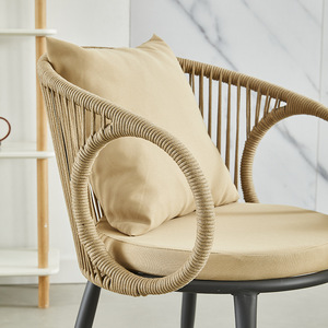 Moderno 3 pezzi Set di mobili da giardino in corda intrecciata per tutte le stagioni all'aperto <span class=keywords><strong>bistrot</strong></span> di conversazione con cuscini per cortile - Product Image 4