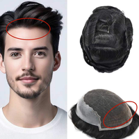 Sistema de Reemplazo Capilar Q6, Peluca de Cabello Humano para Hombre, Prótesis Capilar con Nudos Decolorados, Base de Encaje y PU, Toupee para Hombre 5 x 7