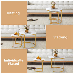 Kainice Đơn Giản Hiện Đại Bắc Âu Đá Cẩm Thạch Top End Bảng Set Vàng Kim Loại Bàn Cà Phê Tổ Kết Hợp Cho Đồ Nội Thất Nhà - Product Image 4