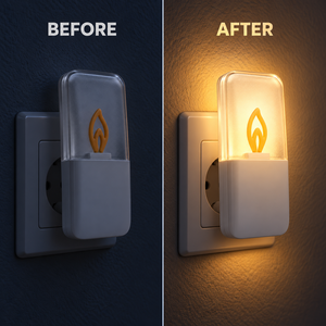 Nouvelle lampe de nuit LED en forme de flamme, à brancher, avec capteur de lumière, 0,5 W, faible consommation, blanc chaud, pour chambre, couloir, escalier - Product Image 4