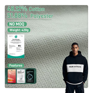 Kain Tekstil Grosir Jufeng 420gsm Jacquard Combed Stretch Knitted Katun-Polyester Tebal <span class=keywords><strong>TC</strong></span> Antistatik <span class=keywords><strong>Fleece</strong></span> untuk Anak Perempuan - Product Image 1