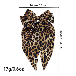 Leopardenmuster-Haarspange aus Polyester mit Langem Band, Elegante Vielseitige Damen-Haarklammer für Alltag/Party - Product Image 4