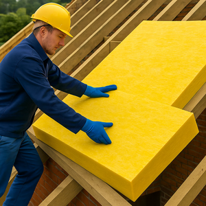 Panneau de laine de verre - Densité 48 kg/m, épaisseur 25 mm, 0,033 W/m K, R-0,71, A1, ignifuge, isolation acoustique pour entrepôt à structure en acier - Product Image 6