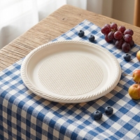 Assiettes jetables compostables en amidon de maïs de 6 pouces, robustes, biodégradables, écologiques, blanches/naturelles, compatibles micro-ondes, pour fêtes