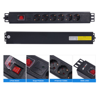 1U 19 pouces sûr en aluminium Shell Power Distribution Unit Power Strip avec 6 ports Allemagne Type pour hôpital Rack EU Plug Standard