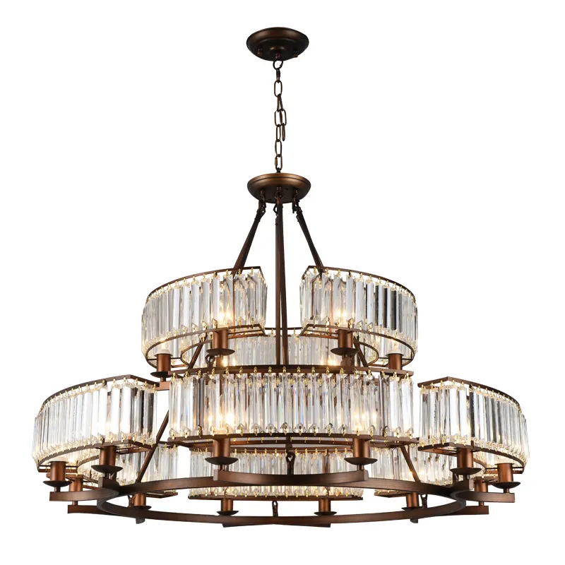 Candelabro de cristal con diseño creativo europeo, lámpara colgante Led para sala de estar, Color marrón y negro