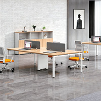 Postes de travail modernes de luxe pour personnel, table modulaire pour espace ouvert, bureau en mélamine, ensemble de bureaux et chaises pour 4 personnes