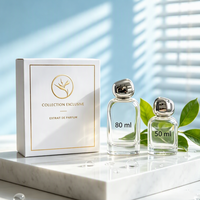 Vente en gros de coffrets cadeaux de parfum Extrait de Parfum Signature 50 ml 80 ml, flacon en verre avec vaporisateur, boîte cadeau de luxe, étiquette privée OEM