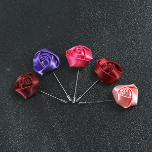 Accesorios de boda Rosa flor ramillete traje escote insertar aguja larga azul Rosa ramillete collar pin broche para hombres - Product Image 2