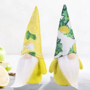 Venda por atacado de alta qualidade limão fresco elfo feito à mão bonito tricô limão gnome boneca sueco verão decoração para casa presentes