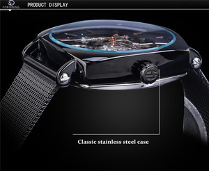 Forsining Gmt1076 Black Genuine Leather Fashion Royal Luxury Gold <strong>Clock</strong> Transparent Skeleton Men Automatic <strong>Mechanical</strong> Watches - Product Image 6