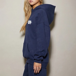 JL627B Wholesale <strong>Women's</strong> Oversized Pullover <strong>Hoodie</strong> Cotton Polyester Fleece 3D Embroidery <strong>Navy</strong> Blue Hoodies for <strong>Women</strong> - Product Image 3