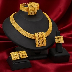 Популярный трансграничный набор украшений из сплава: колье, серьги, браслет, кольцо (4 предмета) в европейском, американском, африканском стиле для невесты - Product Image 2